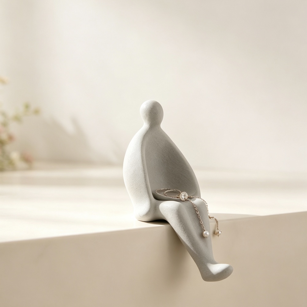 3D Printing Ring Holder - 3D Printed Grey Sitting Figure Jewelry