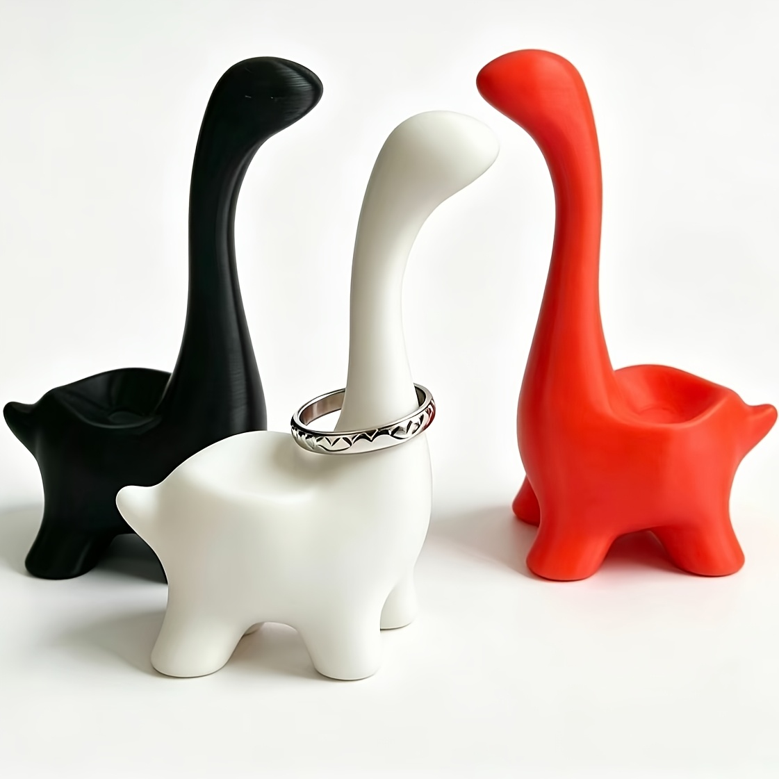 3D Printing Ring Holder - 2Pcs Simple Long-Necked Dinosaur Ring Holder