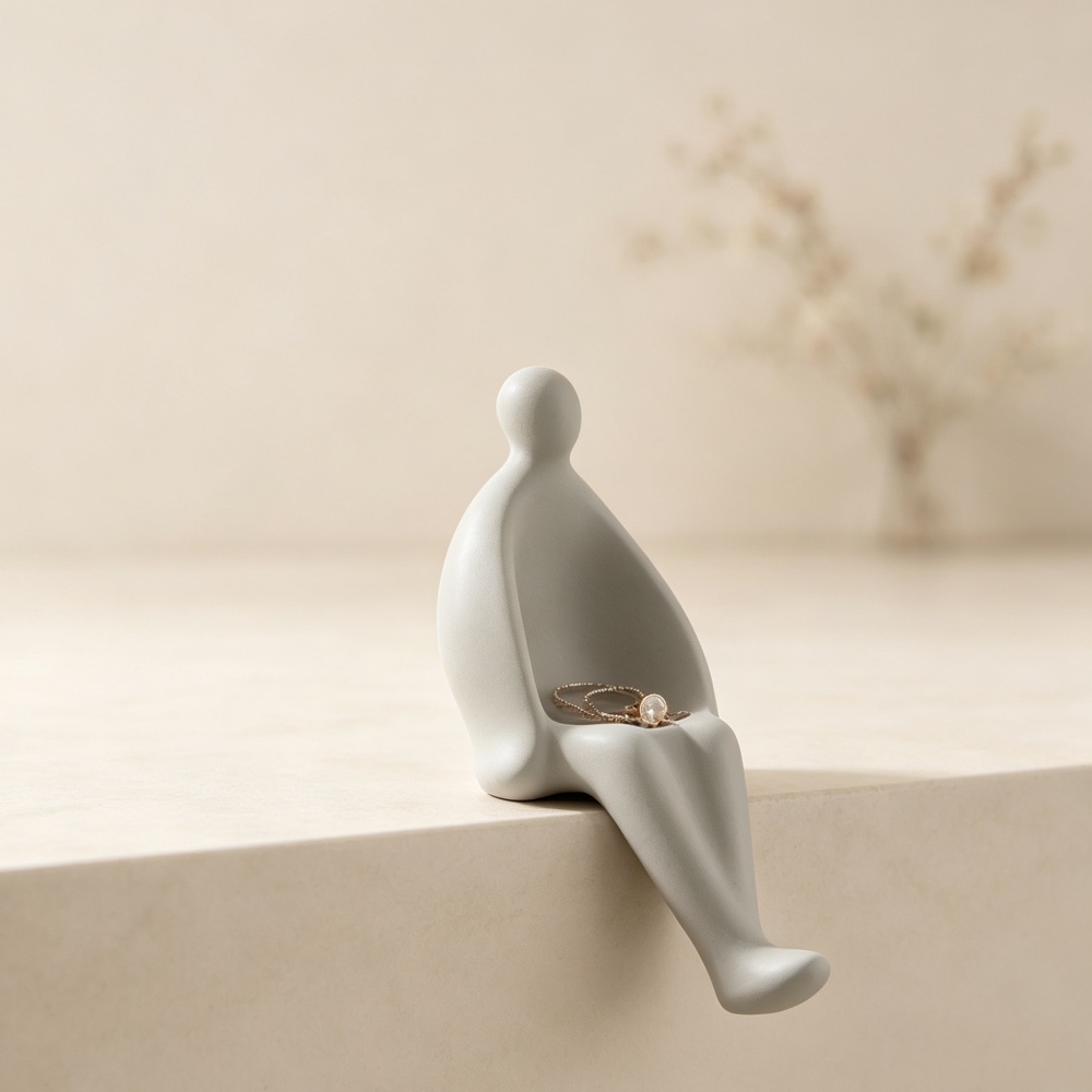 3D Printed Grey Sitting Figure - 3D Printing Ring Holder 评论和价格