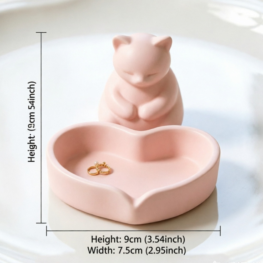 3D Printed Pink Cat With Heart - 3D Printing Ring Holder 评论和价格